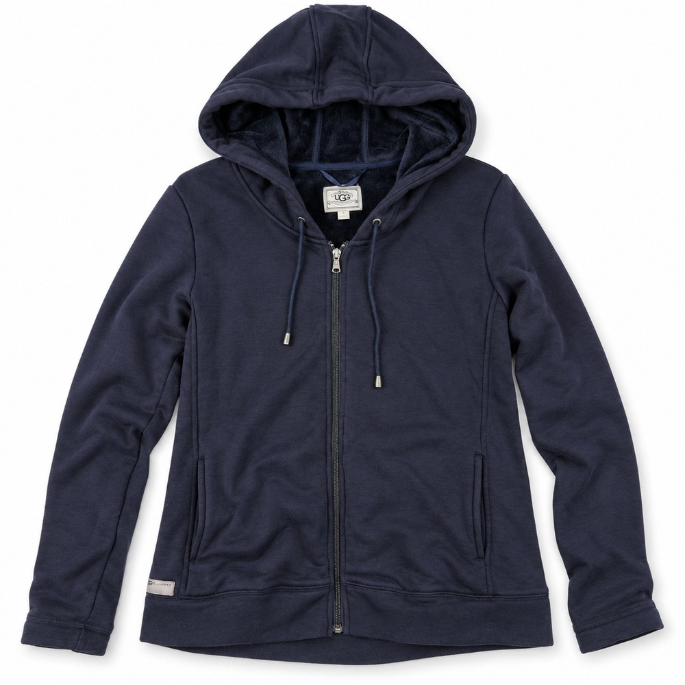 UGG Australia Fleece Lined Zip Up Hoodie Women Size M Navy Blue Warm Soft